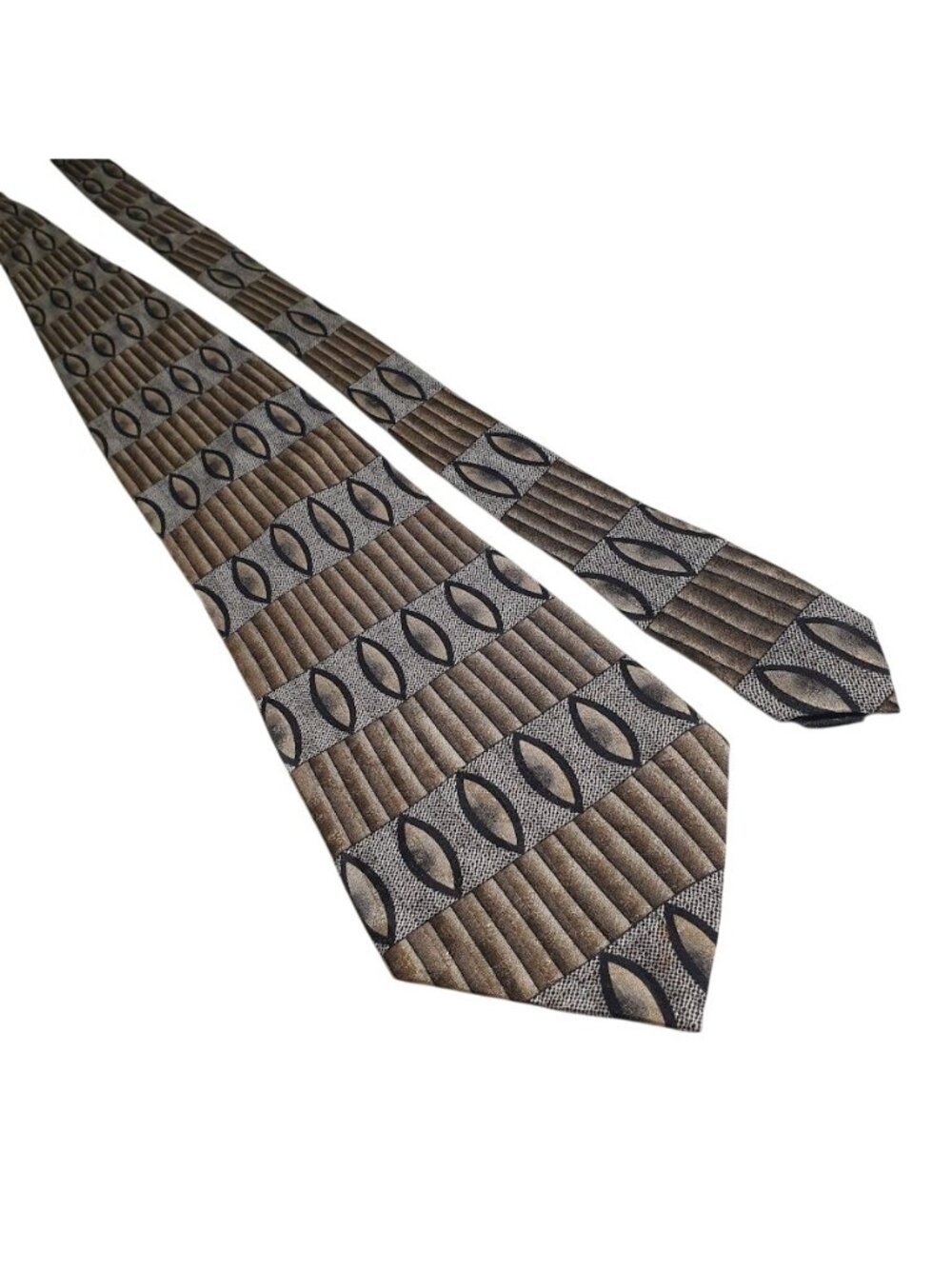 Modesto Uomo Men All Silk Brown Tan Pattern Necktie Modern Stylish Tie Gift